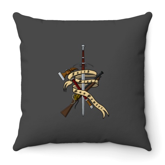 Discover Faith Steel and Gunpowder Throw Pillows