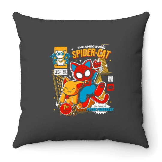 Discover Amazing Spider Cat Throw Pillow