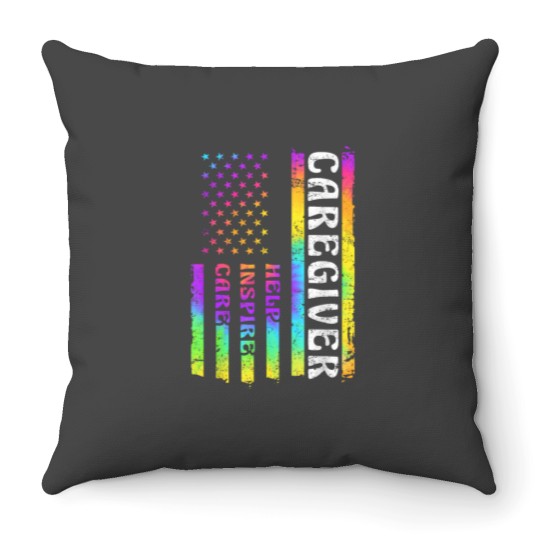 Discover Caregiver Appreciation American Watercolor Flag Help Inspire Throw Pillows