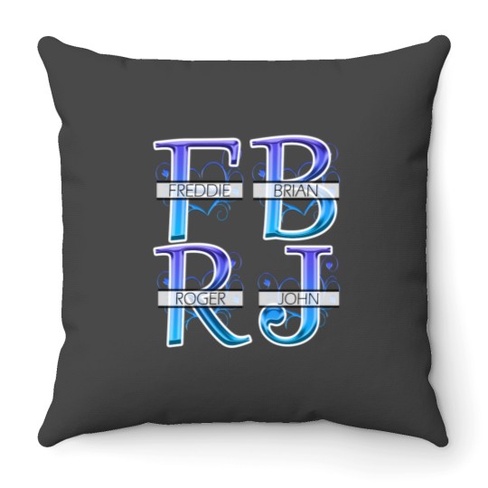 Discover Queen Initials Freddie Brian Roger John Throw Pillows