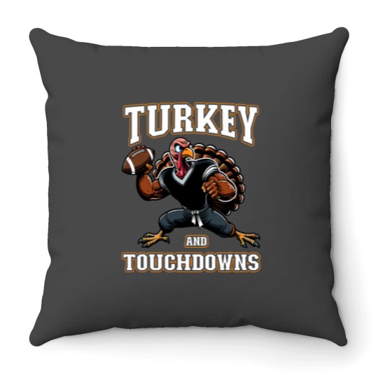 Discover Thanksgiving Design for Boys Turkey and Touchdowns Youth Men Throw Pillows