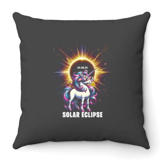 Discover Solar Eclipse 2024 Shirt Total Eclipse April 8th 24 Unicornss Throw Pillows