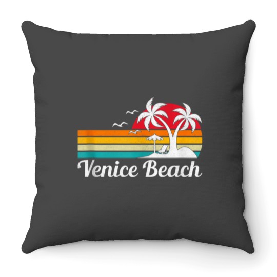 Discover summer vacation palm tree calinia venice beach Throw Pillows