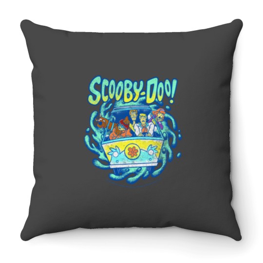 Discover Scooby-Doo Mystery Machine Portal Group Shot Pullover Throw Pillows