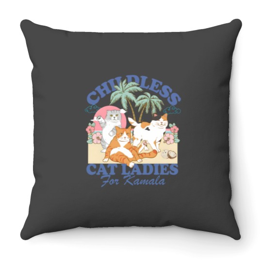 Discover Childless Cat Ladies For Kamala Throw Pillows, Childless Cat Lady Throw Pillows