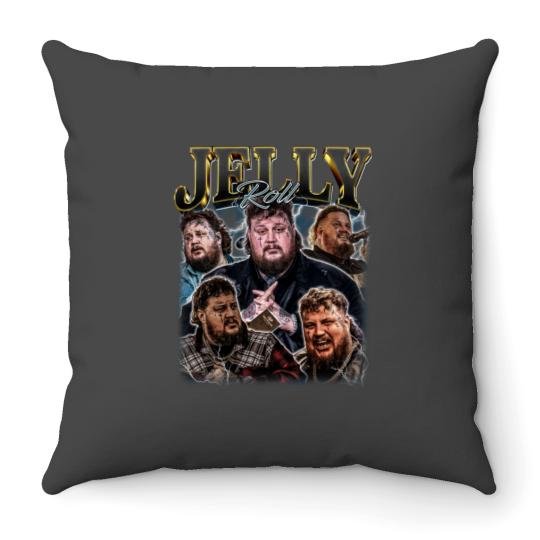 Discover Jelly Roll The Beautifully Broken Tour 2024 Throw Pillows 90S Vintage Concert