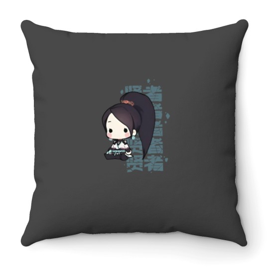Discover Sage Valorant Throw Pillow - Cute Chibi Agent Gift for Gamers
