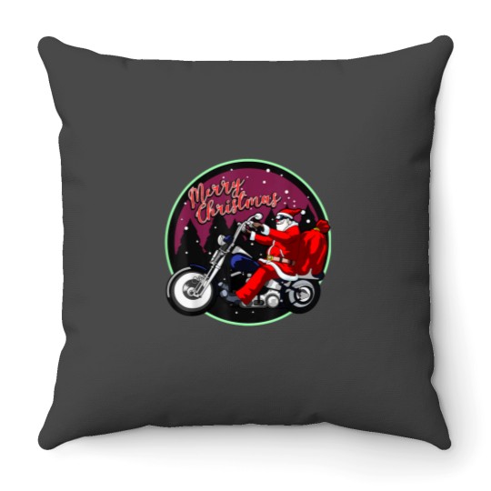 Discover Merry Christmas Santa Claus Racing Christmas Tree Throw Pillows