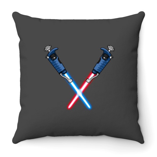 Discover Dueling Pipettes Pipesabers Throw Pillows
