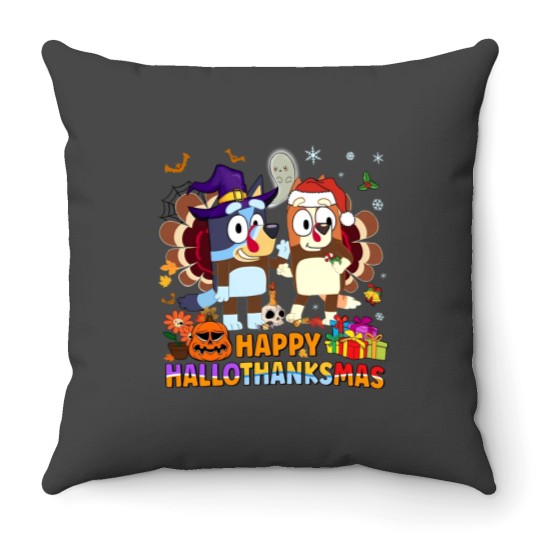 Discover BlueyDad Bingo Hallothanksmas Throw Pillow