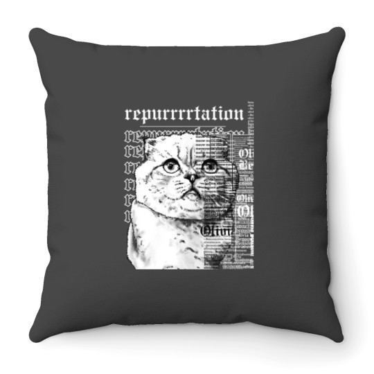 Discover Vintage Reputation Cat Throw Pillows, Reputation Karma Throw Pillows
