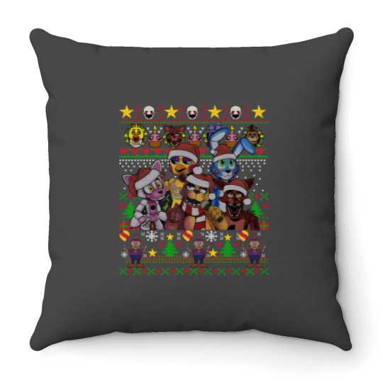 Discover FNAF Five Nights at Freddy's Christmas Ugly Throw Pillows