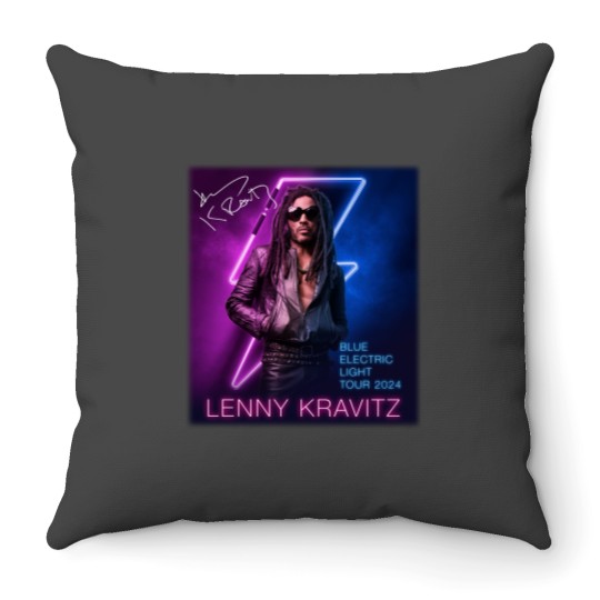Discover Lenny Kravitz Electric Blue Light Tour 2024 Signature Unisex Throw Pillows All Size