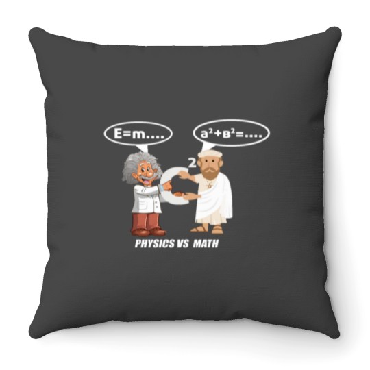 Discover Funny Physics Einstein vs Pythagoras. Throw Pillows