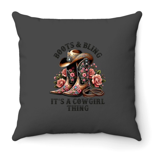 Discover Cowgirls Kids Cowboyss Boots And Bling Its A Cowgirlss Thing Throw Pillows