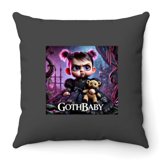 Discover GothBaby Angry Alex The Fierce Guardian Throw Pillows