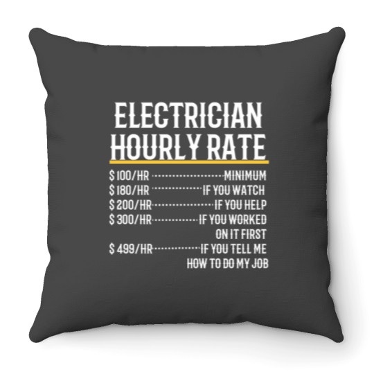 Discover Electrician Hourly Rate Throw Pillows