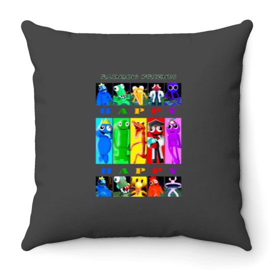 Discover Rainbow Friends Happy Happy Throw Pillows