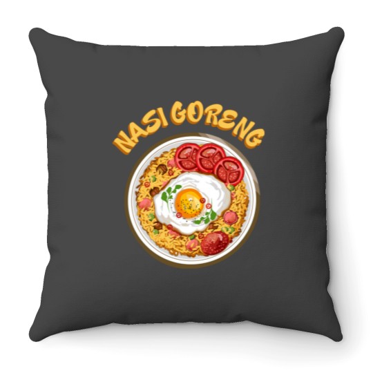 Discover Traditional Food - Nasi Gorang Throw Pillows