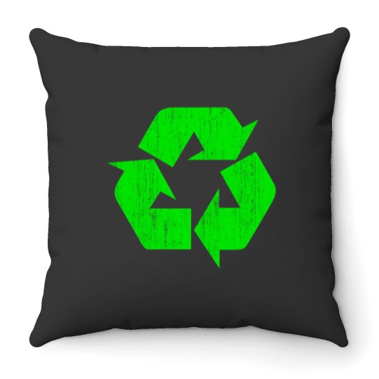 Discover Earth Day Grunge Recycle Symbol Throw Pillows