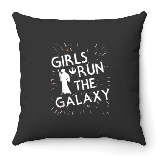 Discover girls run galaxy Throw Pillows