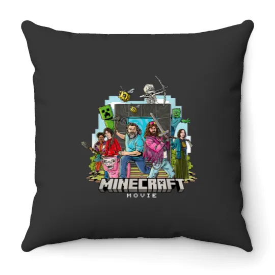 Discover A Minecraft Movie Main Characters Group Throw Pillows