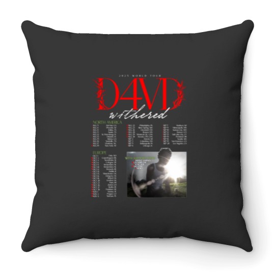 Discover D4VD Withered 2025 World Tour Dates Throw Pillows