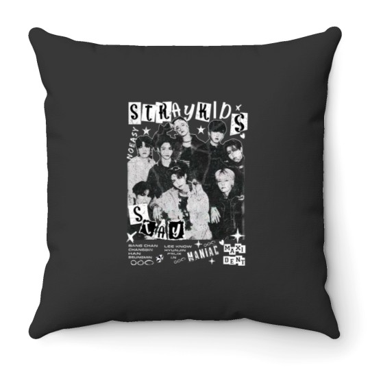 Discover Vintage Stray Kids World Tour 2025 Comfort Color Throw Pillows Maniac Kpop Concert Fan Made 2025 Throw Pillows