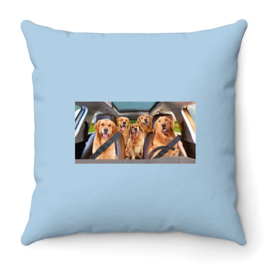 Discover Golden Retriever Car Sunshade and Throw Pillows