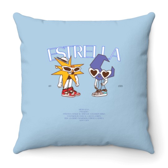 Discover MORA Merch Estrella Album Tracklist Back Design Throw Pillows Mora Graphic Throw Pillows