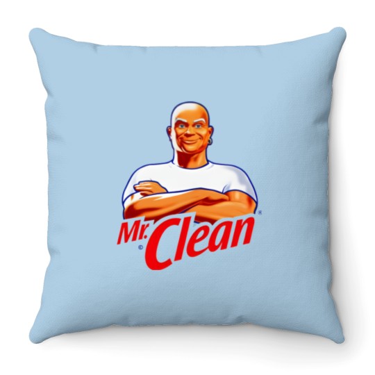 Discover Mr Clean Logo Cleaning Product Fan Throw Pillows