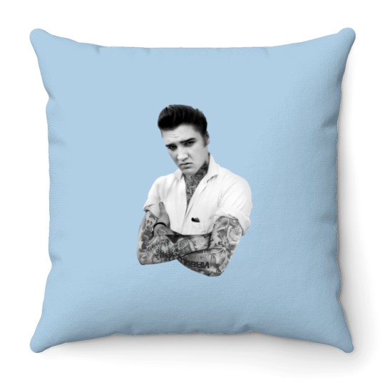 Discover Elvis Presley Tattoo Rockabilly Throw Pillows Black