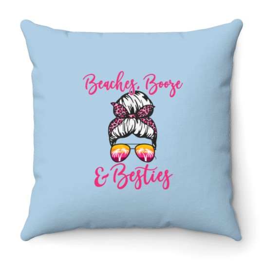 Discover Girls Trip Girls Weekend Friends Beaches Booze & Besties Throw Pillows