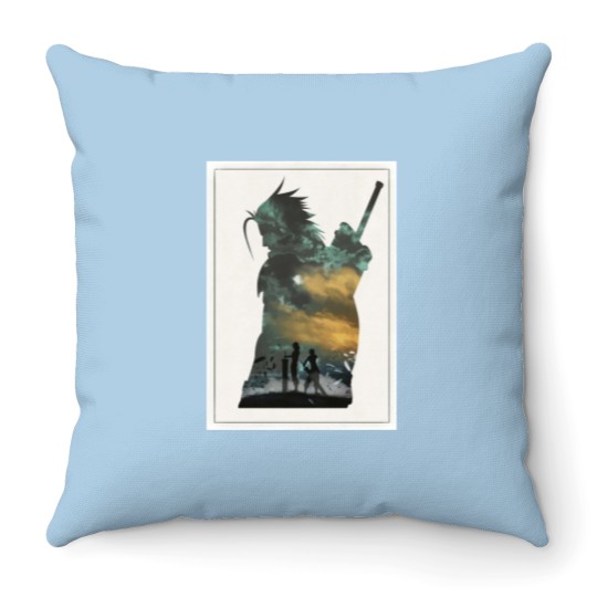 Discover Final Fantasy 7 VII Zack and Cloud Minimalist Art Throw Pillows