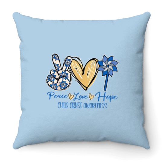 Discover Peace Love Hope Throw Pillows, Child Abuse Awareness Throw Pillows