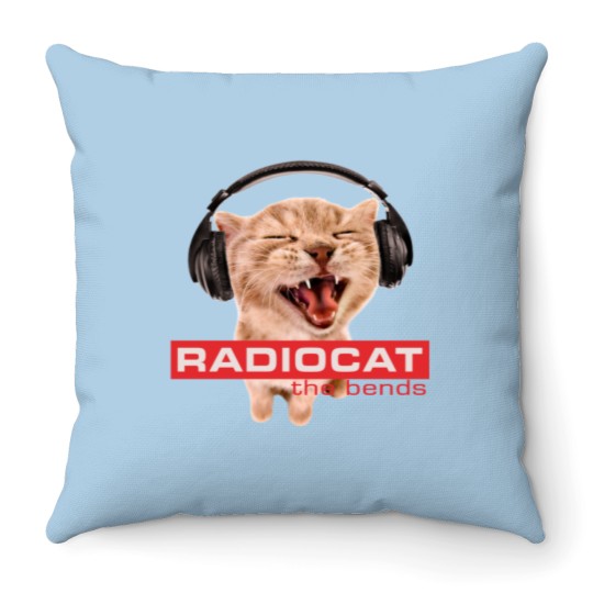 Discover RadioCat Throw Pillow, Meme Cat Inspired by Radiohead