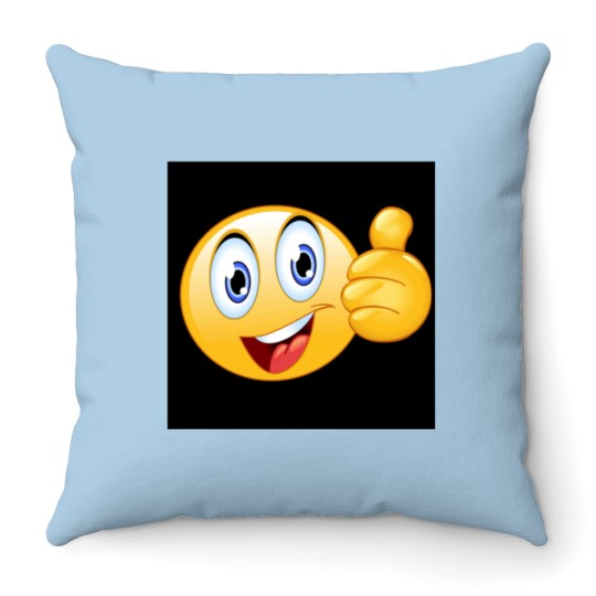 Discover Thumbs up smiley face Throw Pillows