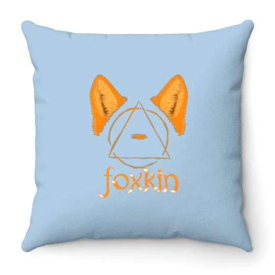 Discover Foxkin therian theta-delta with fox ears Sticker Throw Pillows