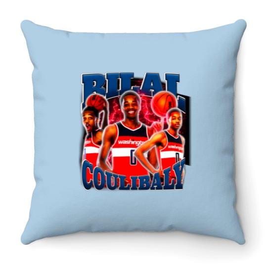 Discover Bilal Coulibaly Vintage  Retro 90's Throw Pillows Basketball Player Bilal Coulibaly Vintage Throw Pillows Throw Pillows Vintage Bootleg Basketball Throw Pillows Throw Pillows