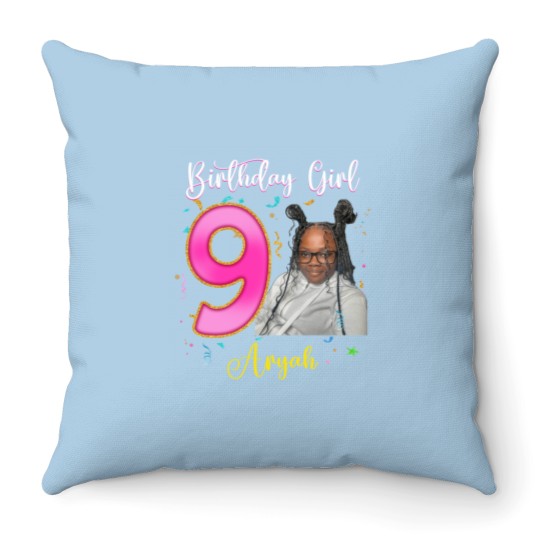 Discover Personalized Birthday Girl Throw Pillows, Custom Face Custom Age Girls Birthday Throw Pillows