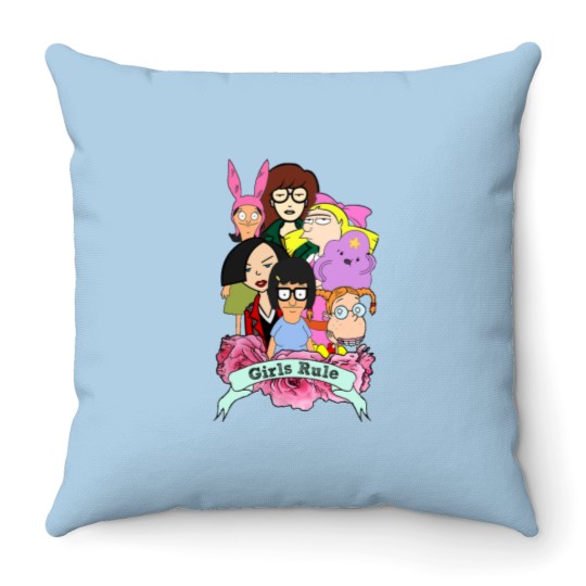 Discover Rule the Cool: 90's Girls Rule Cartoon Throw Pillows