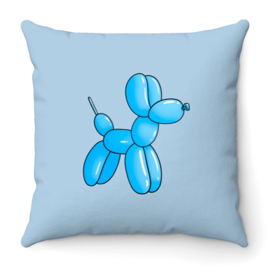 Discover Blue Cartoon Ballon dog Throw Pillows