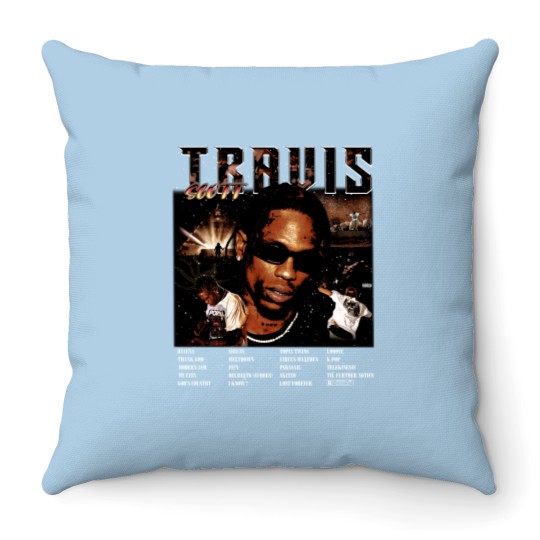 Discover Travis Scot Utopia Tracklist Throw Pillows, Vintage Travis Utopia Throw Pillows