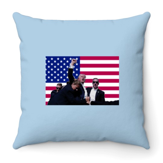Discover Trump Fist Pump Flag MAGA 2024, Trump Flag, Patriotic Flag Throw Pillows