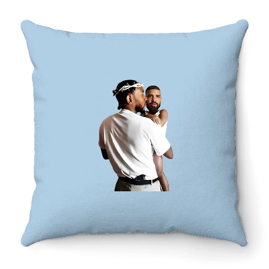 Discover Kendrick Lamar Holding Baby Drake Throw Pillows, Kendrick Lamar vs Drake Rap