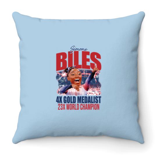 Discover Simone Biles Summer Olympic Games Bootleg Throw Pillows, 2024 Olympics