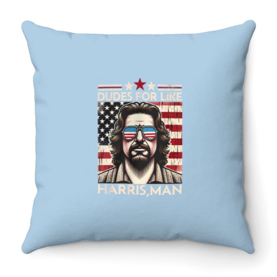 Discover Dudes for like Harris Man Throw Pillows, White Dudes for Harris, White for Kamala Harris 2024 Throw Pillows
