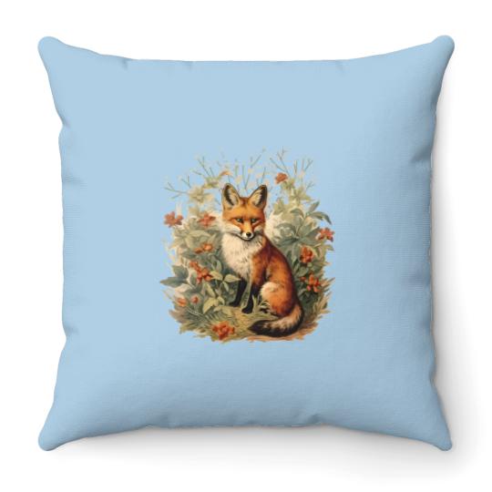 Discover Fox Botanical Vintage Style Throw Pillow
