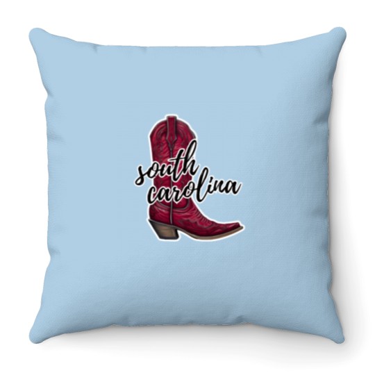 Discover University of South Carolina cowboy boot 1 Throw Pillows