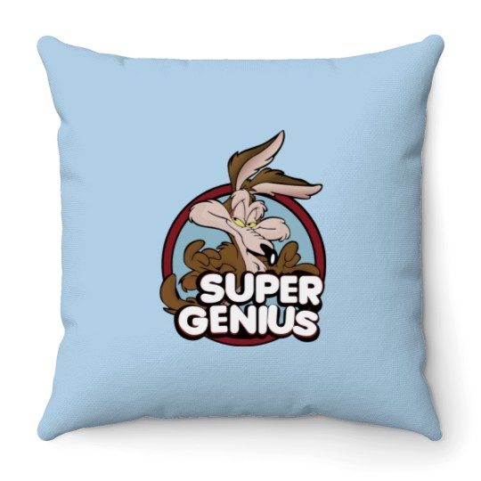 Discover Coyote Super Genius Throw Pillows